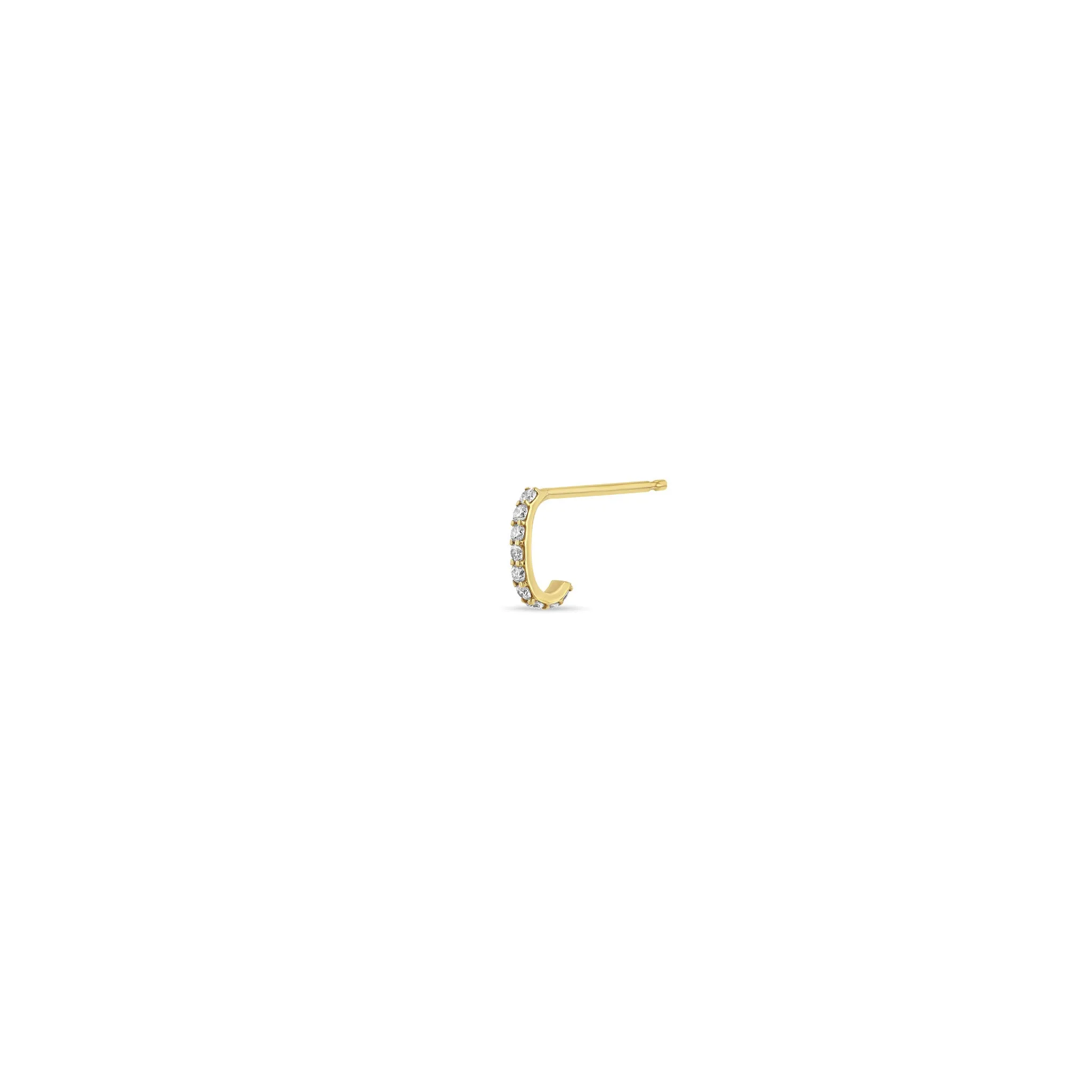 14k Pavé Diamond Rectangle Bar Huggie Hoops