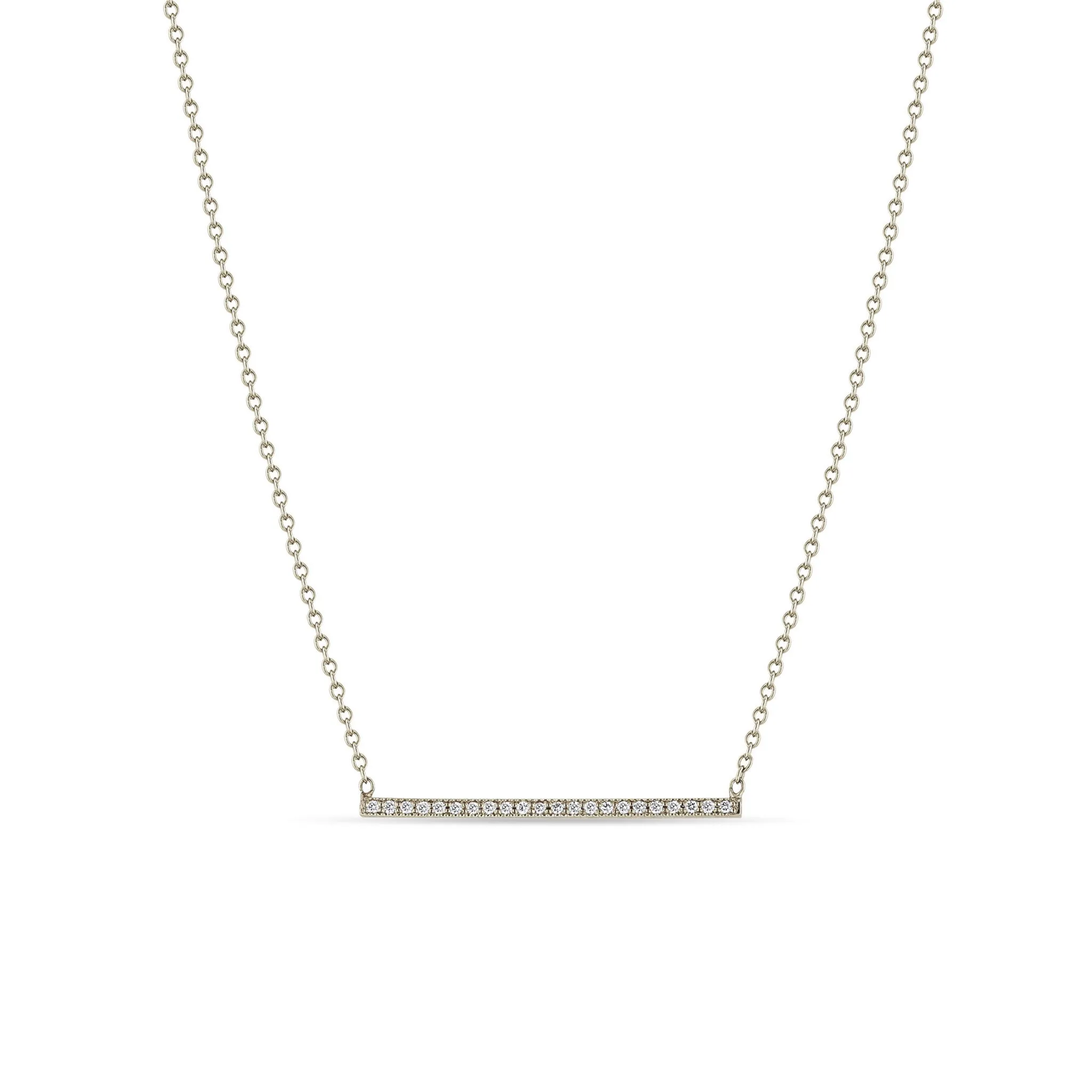 14k Pavé Diamond Thin Bar Necklace