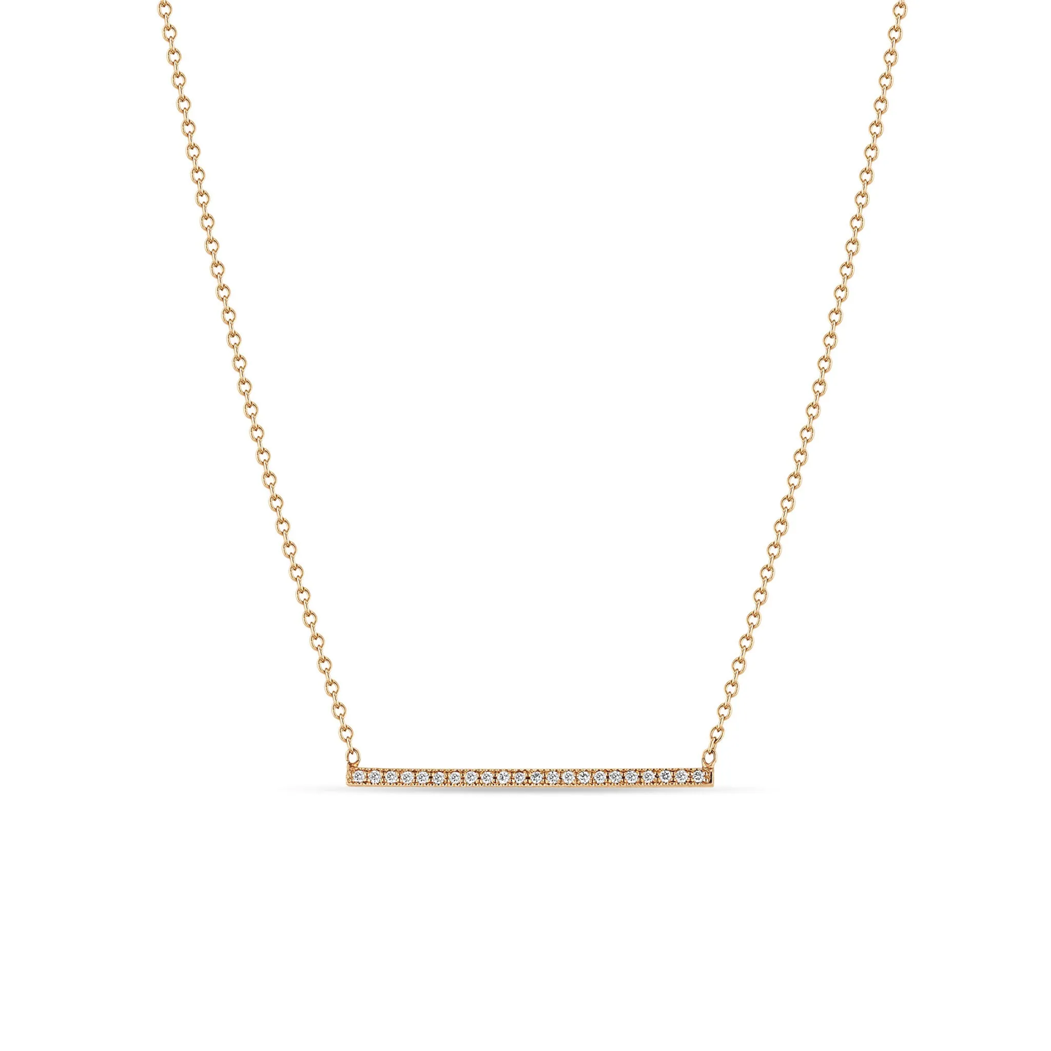 14k Pavé Diamond Thin Bar Necklace