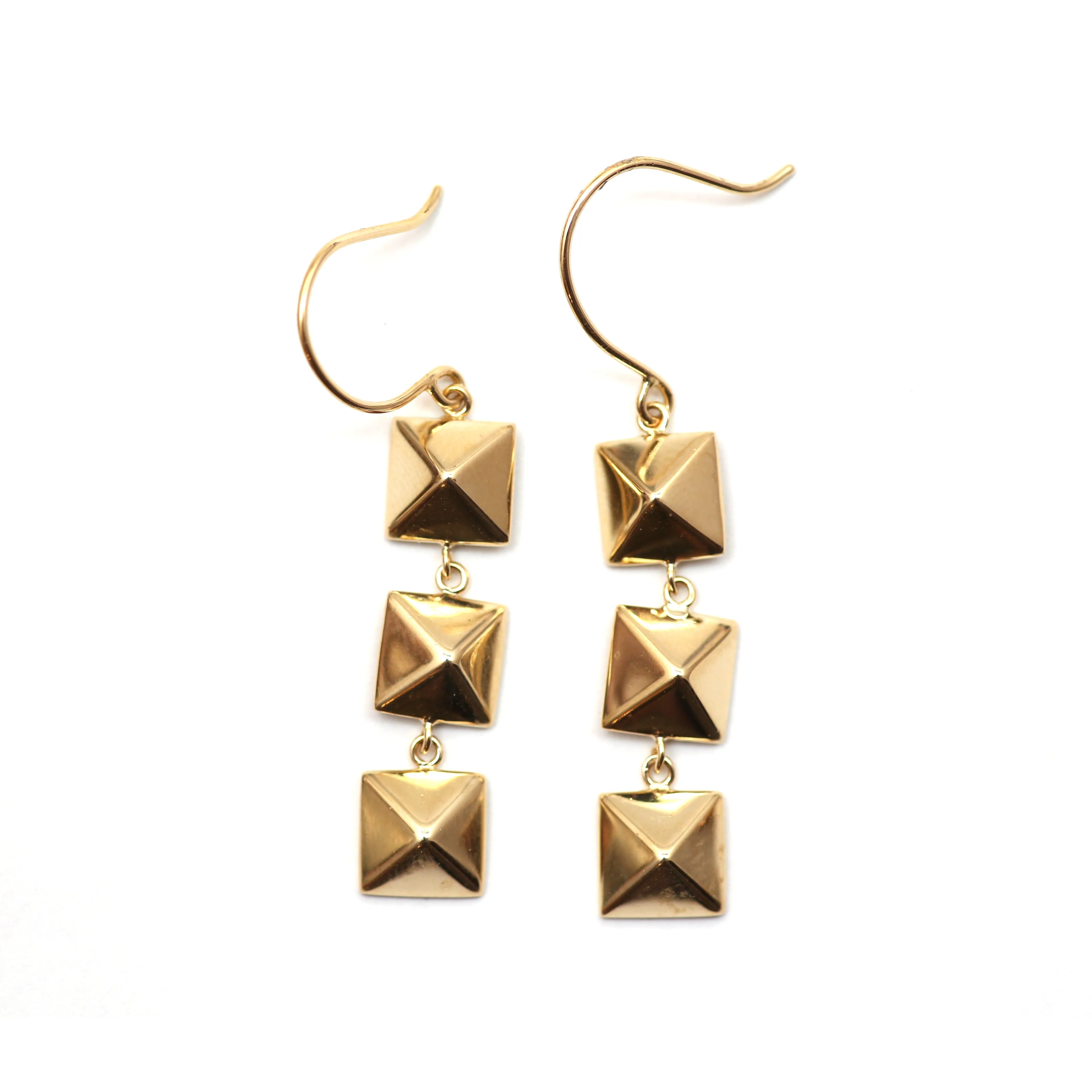 14k Pyramid Earrings