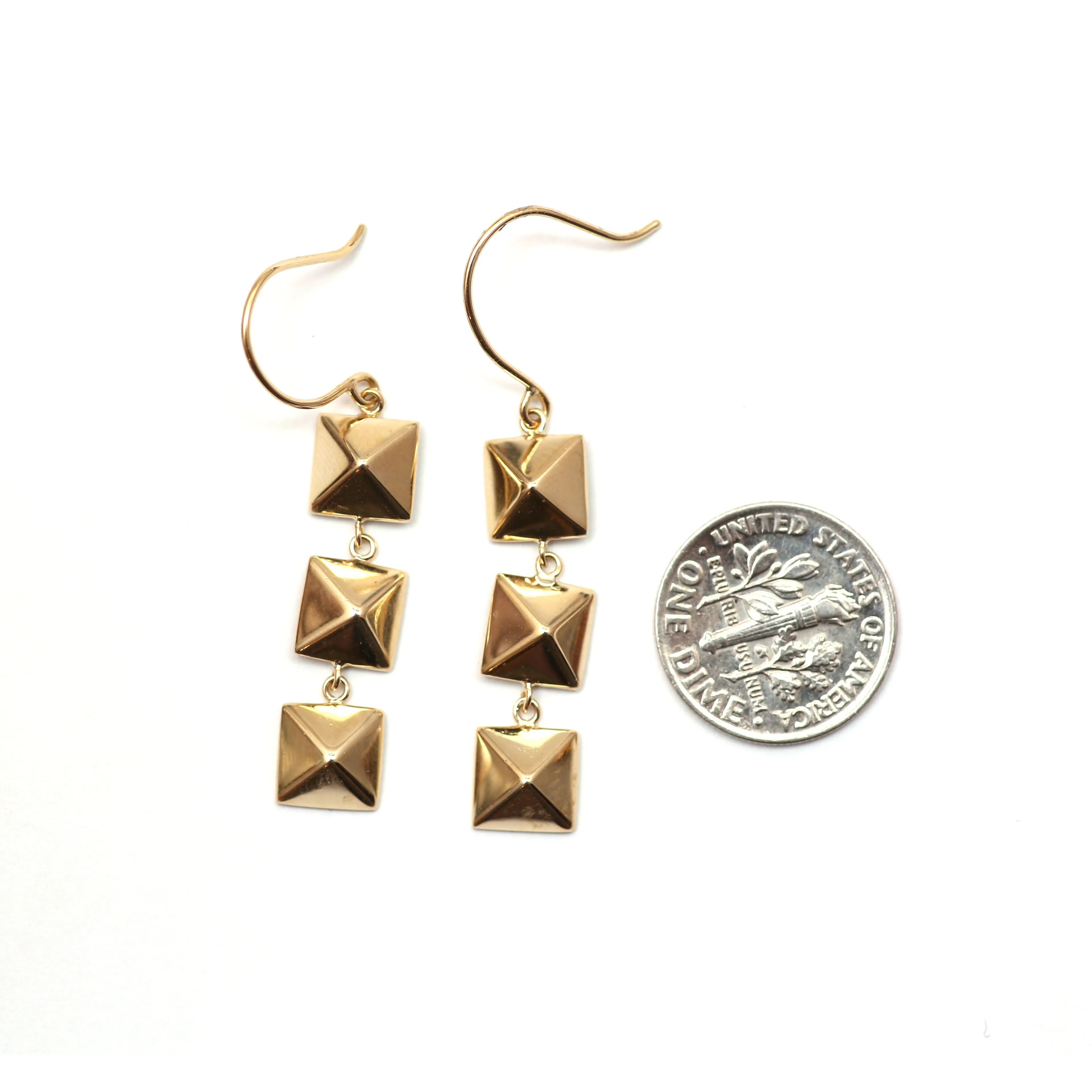 14k Pyramid Earrings