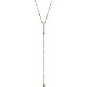 14K Rose 1/8 CTW Diamond Bar Y 16-18" Necklace