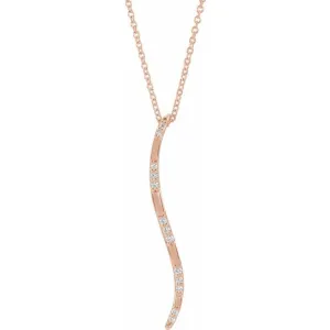14K Rose Gold .06 CTW Natural Diamond Bar 16-18" Necklace