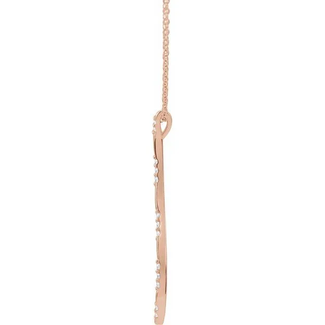 14K Rose Gold .06 CTW Natural Diamond Bar 16-18" Necklace