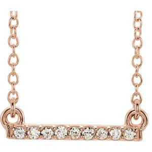 14k Rose Gold .07 CTW Petite Diamond Bar 16-18" Necklace