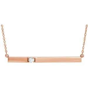 14k Rose Gold 1/10 CTW Diamond Bar 17.5" Necklace