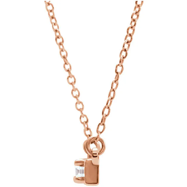 14k Rose Gold 1/10 CTW Diamond Bar 17.5" Necklace