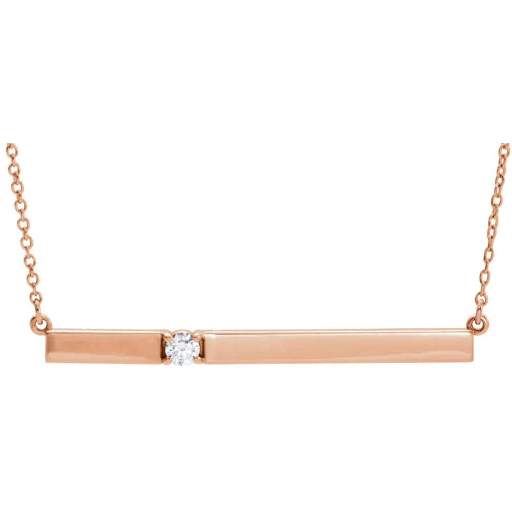14k Rose Gold 1/10 CTW Diamond Bar 17.5" Necklace