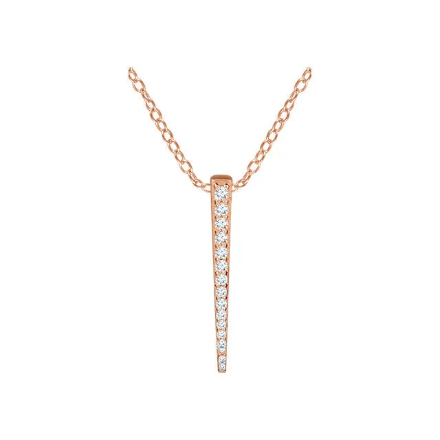 14k Rose Gold 1/4 CTW Diamond Graduated Bar 16-18" Necklace