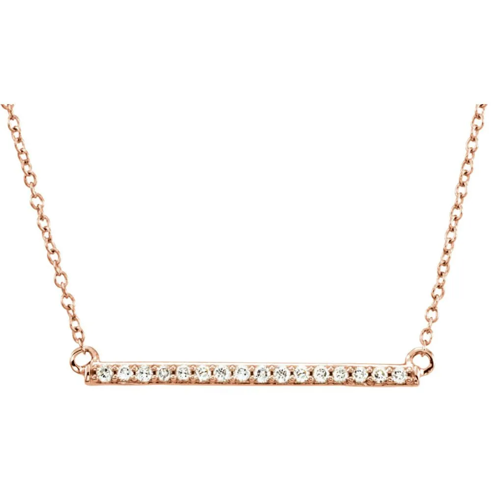 14k Rose Gold 1/6 CTW Diamond Bar 18" Necklace