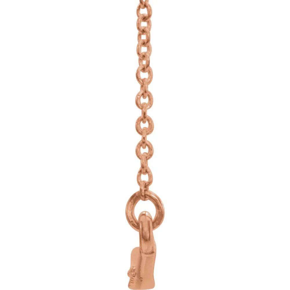 14k Rose Gold 1/8 CTW Diamond Curved Bar 16" Necklace