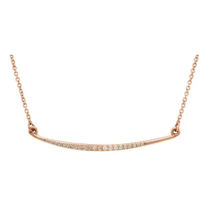 14k Rose Gold 1/8 CTW Diamond Curved Bar 16" Necklace