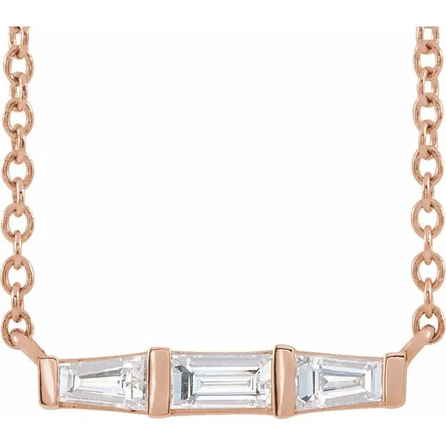 14K Rose Gold 1/8 CTW Natural Diamond Bar 18" Necklace