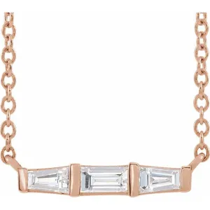 14K Rose Gold 1/8 CTW Natural Diamond Bar 18" Necklace