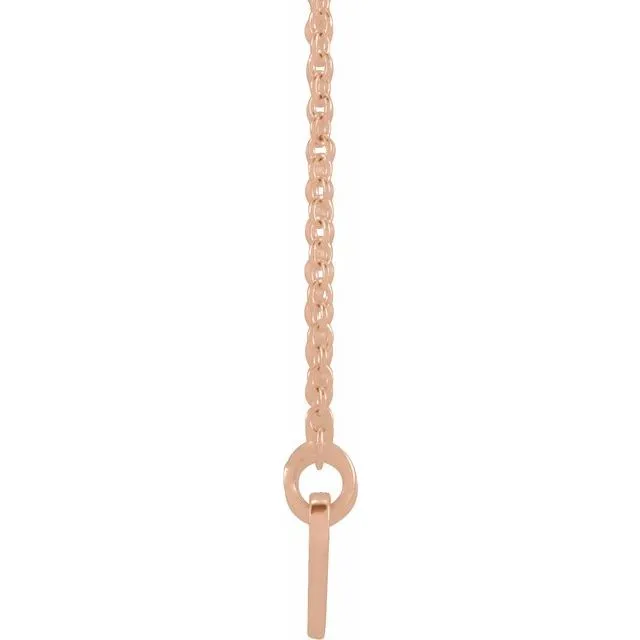14K Rose Gold Engravable Curved Bar 18" Necklace