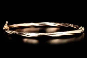 14K Rose Gold Textured Twisted Cable Bangle