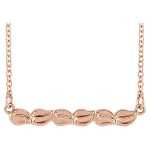 14K Rose Leaf Bar 16-18" Necklace