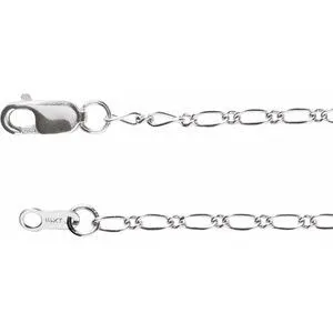 14K White 1.5 mm Figaro 16" Chain