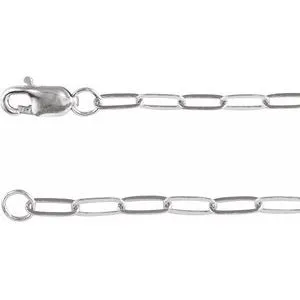 14K White 2.1 mm Paperclip-Style 24" Chain