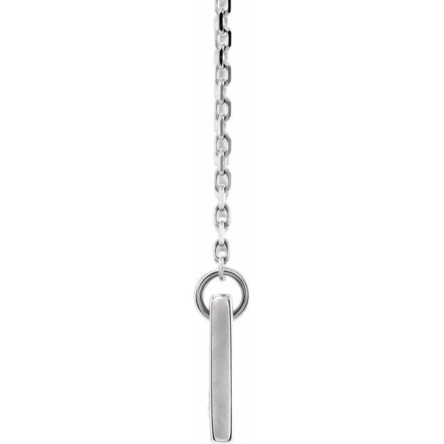 14K White Gold .03 CT Natural Diamond Bar 18" Necklace