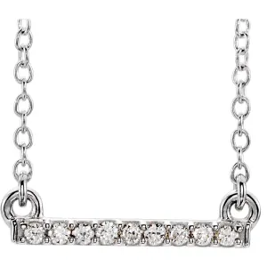 14k White Gold .07 CTW Petite Diamond Bar 16-18" Necklace