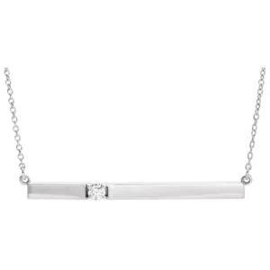 14k White Gold 1/10 CTW Diamond Bar 17.5" Necklace
