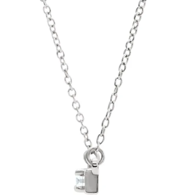 14k White Gold 1/10 CTW Diamond Bar 17.5" Necklace
