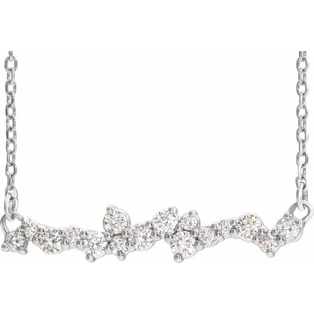14K White Gold 1/3 CTW Natural Diamond Scattered Bar 18" Necklace