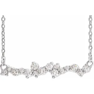 14K White Gold 1/3 CTW Natural Diamond Scattered Bar 18" Necklace