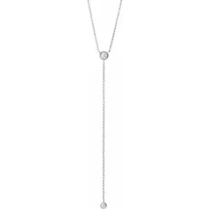 14K White Gold 1/5 CTW Natural Diamond Bar Y 15-17" Necklace