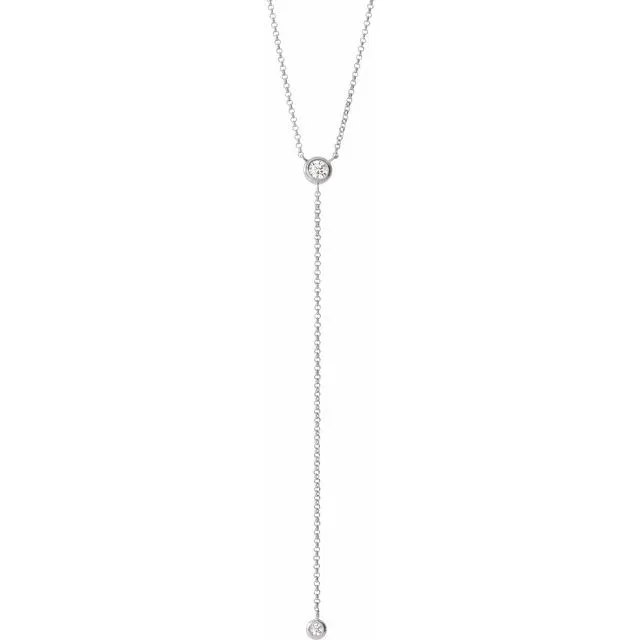 14K White Gold 1/5 CTW Natural Diamond Bar Y 15-17" Necklace