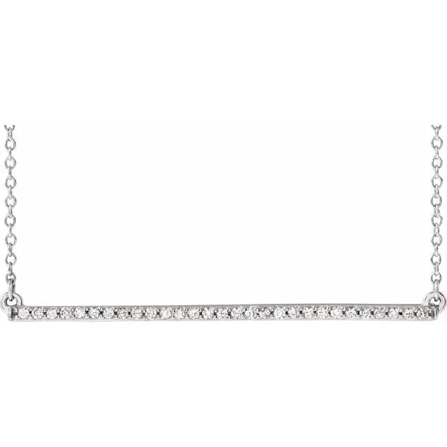14K White Gold 1/6 CTW Natural Diamond Bar 16-18" Necklace