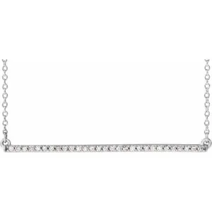 14K White Gold 1/6 CTW Natural Diamond Bar 16-18" Necklace