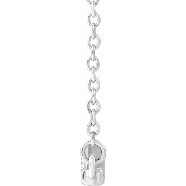 14K White Gold 1/6 CTW Natural Diamond Bar 16-18" Necklace