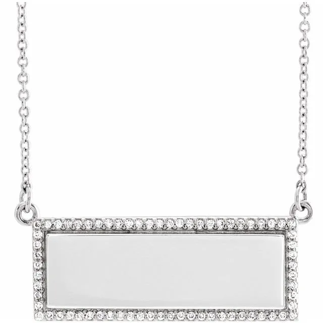 14K White Gold 1/6 CTW Natural Diamond Bar 18" Necklace