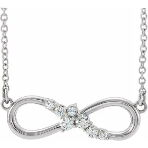 14K White Gold 1/8 CTW Natural Diamond Infinity-Inspired Bar 16" Necklace