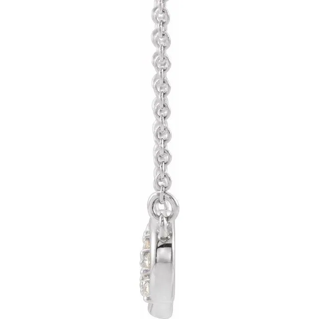 14K White Gold 1/8 CTW Natural Diamond Infinity-Inspired Bar 16" Necklace