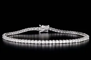 14K White Gold 2.45 Carat Total Weight Round Brilliant Cut Diamond Tennis Bracelet