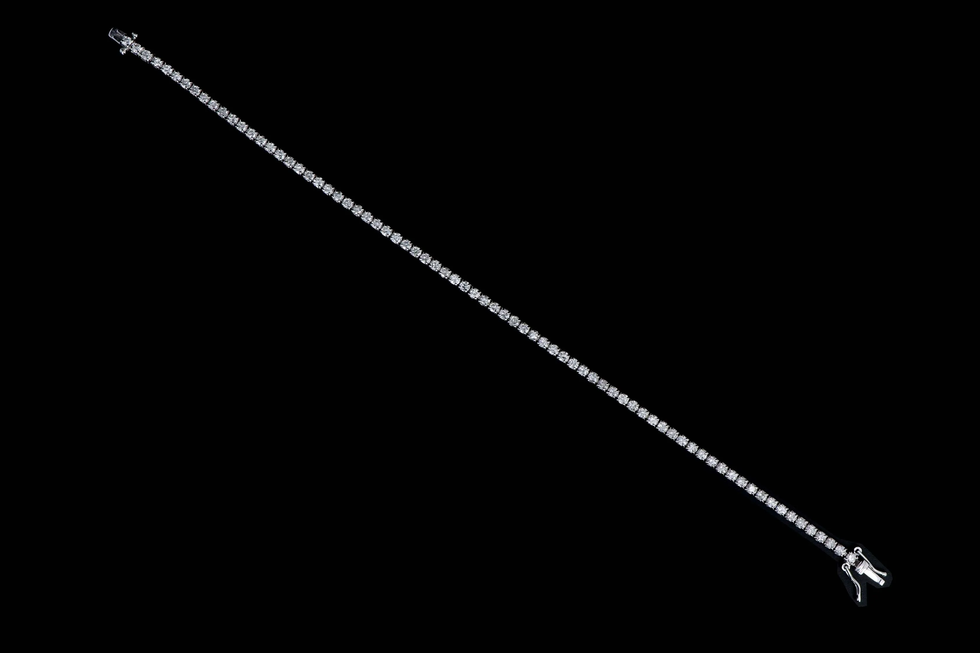 14K White Gold 2.45 Carat Total Weight Round Brilliant Cut Diamond Tennis Bracelet