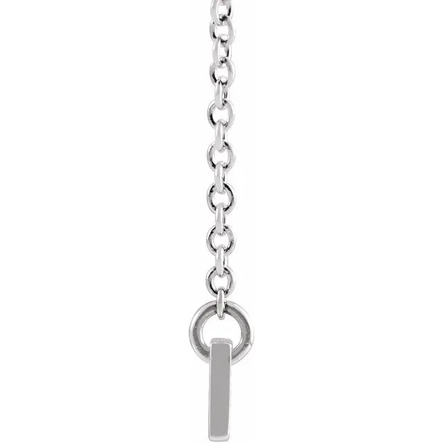 14K White Gold 34x4 mm Engravable Bar 18" Necklace