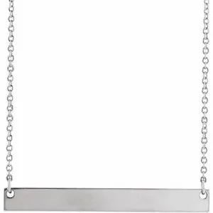 14K White Gold 34x4 mm Engravable Bar 18" Necklace