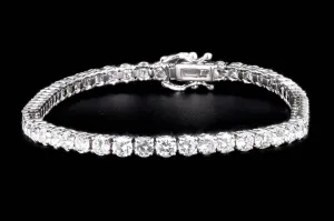 14K White Gold 6.64 Carat Round Brilliant Cut Diamond Tennis Bracelet