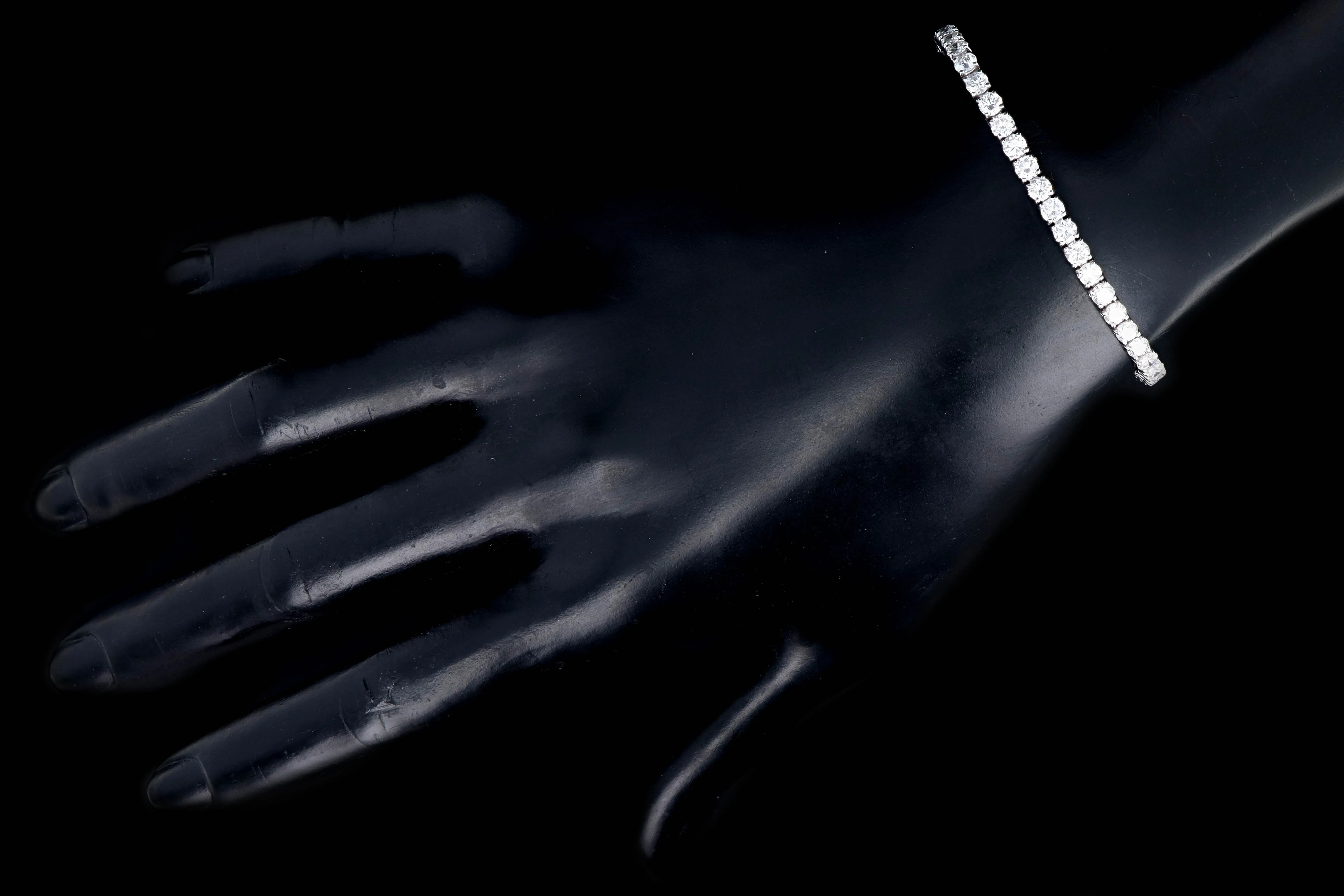 14K White Gold 6.64 Carat Round Brilliant Cut Diamond Tennis Bracelet