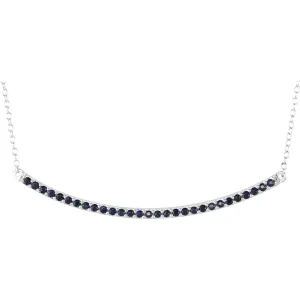 14k White Gold Blue Sapphire Bar 16-18" Necklace