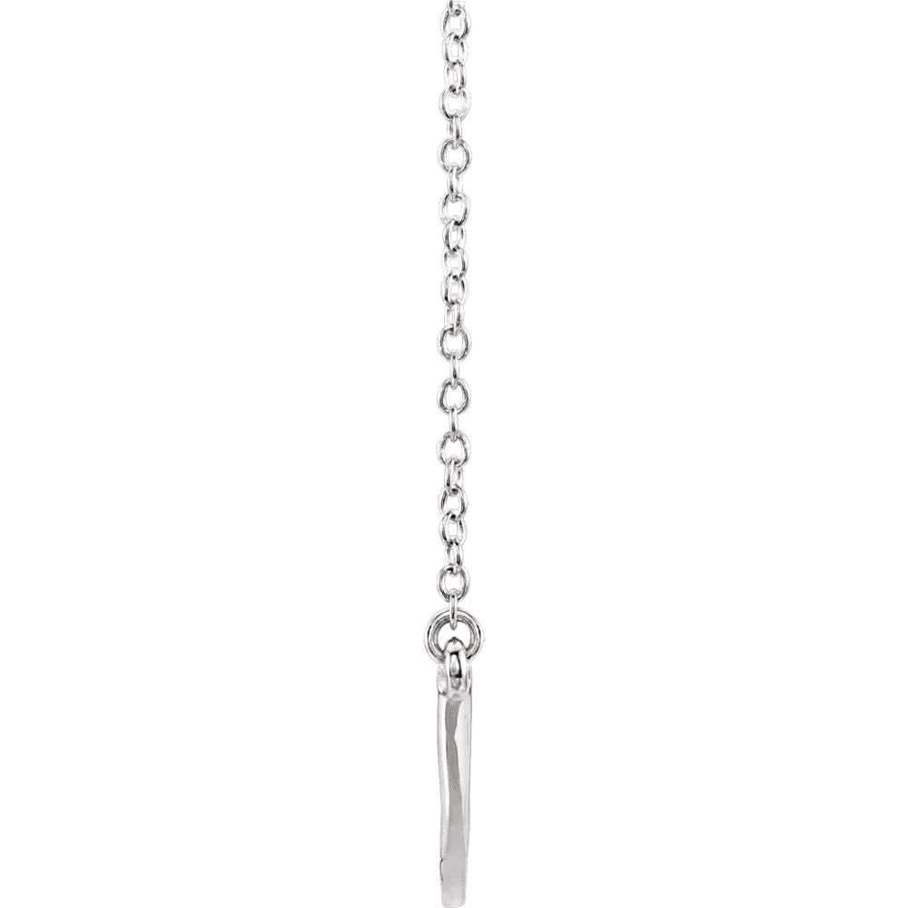 14k White Gold Curved 19.9" Bar Necklace