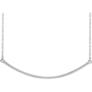 14k White Gold Curved 19.9" Bar Necklace