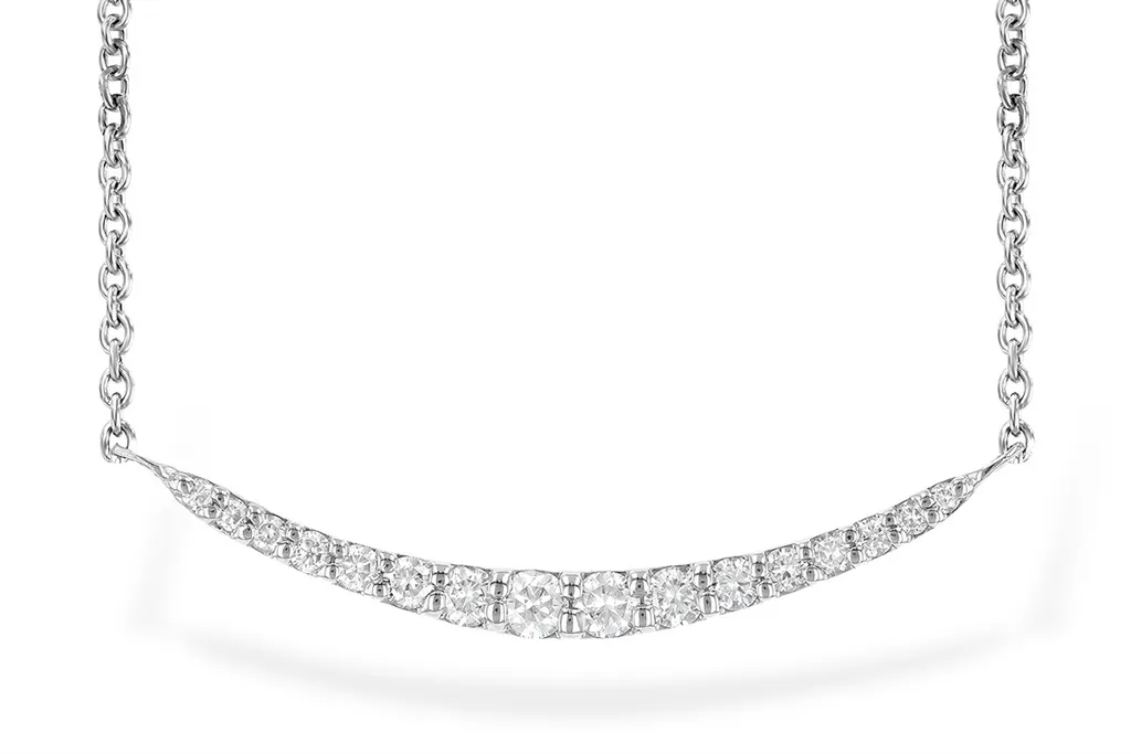 14K White Gold Diamond Bar Necklace