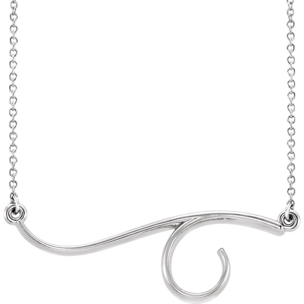 14k White Gold Freeform Bar 16" Necklace