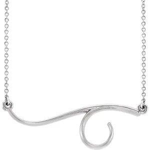 14k White Gold Freeform Bar 16" Necklace