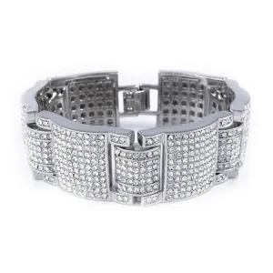 14k White Gold Iced Large Link Bracelet